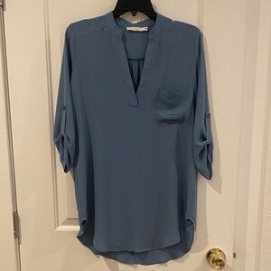 Lush Women's Blue V-Neck Blouse XS